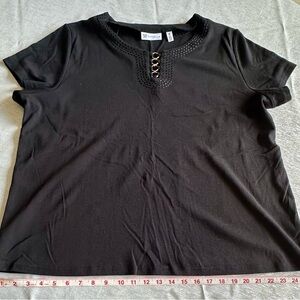 Rafaella Black Top with Gold Eyelet Detail